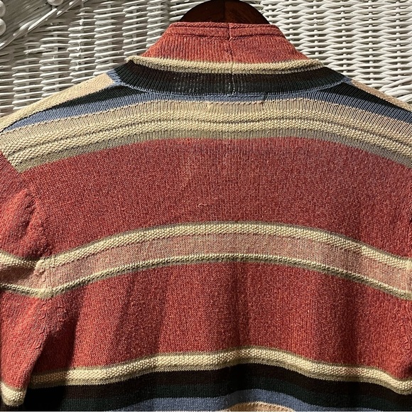 CHAPS Denim Womens Size S Linen Blend Cardigan Southwestern Striped Knit Sweater - Picture 15 of 16